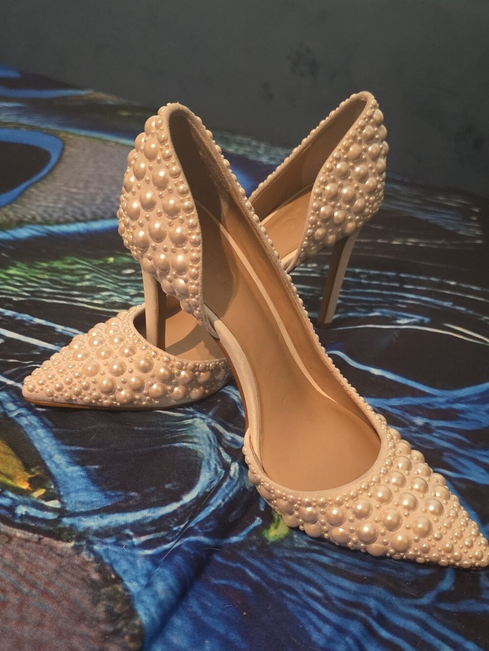 INC International Concepts Pearl-Embellished Cream Pointed D'Orsay Heels